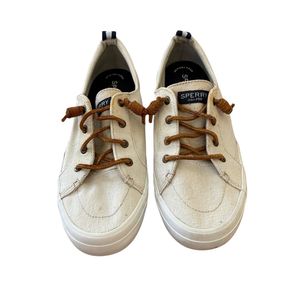 Sperry Men’s Cream Canvas Lace-Up Sneakers